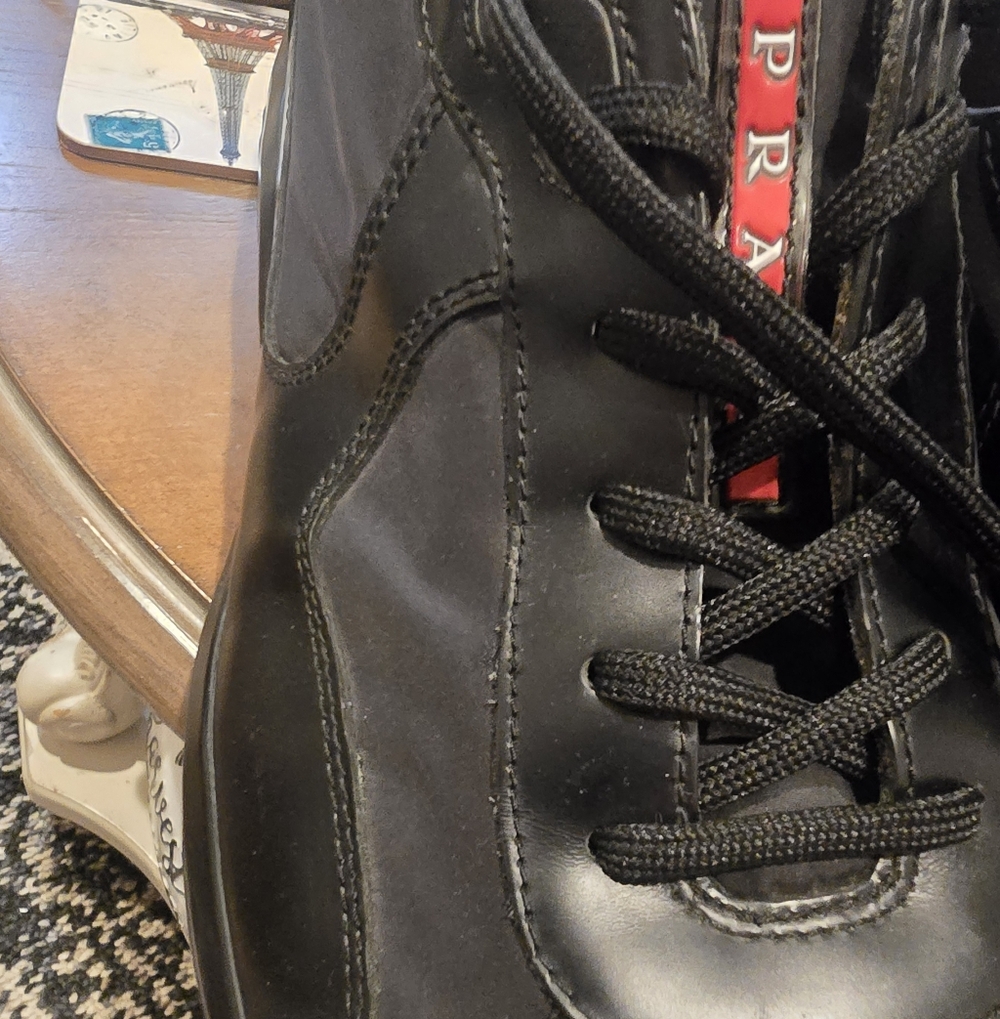 Prada Men's Black Leather Sneakers - Picture 5 of 17